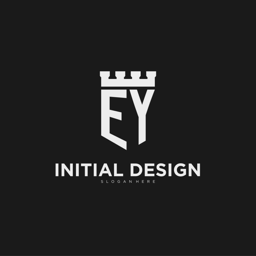 Initials EY logo monogram with shield and fortress design vector