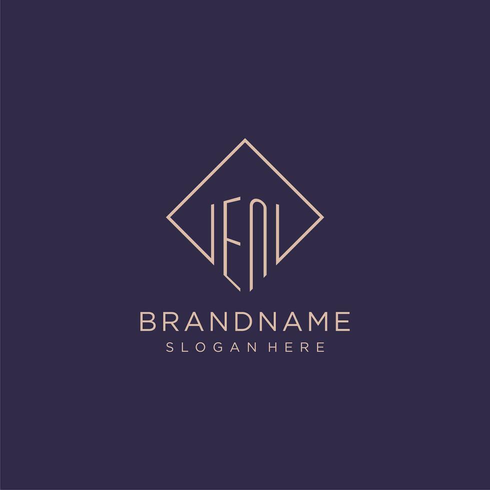 Initials EN logo monogram with rectangle style design vector