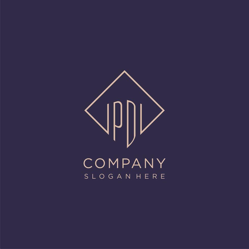 Initials PD logo monogram with rectangle style design vector