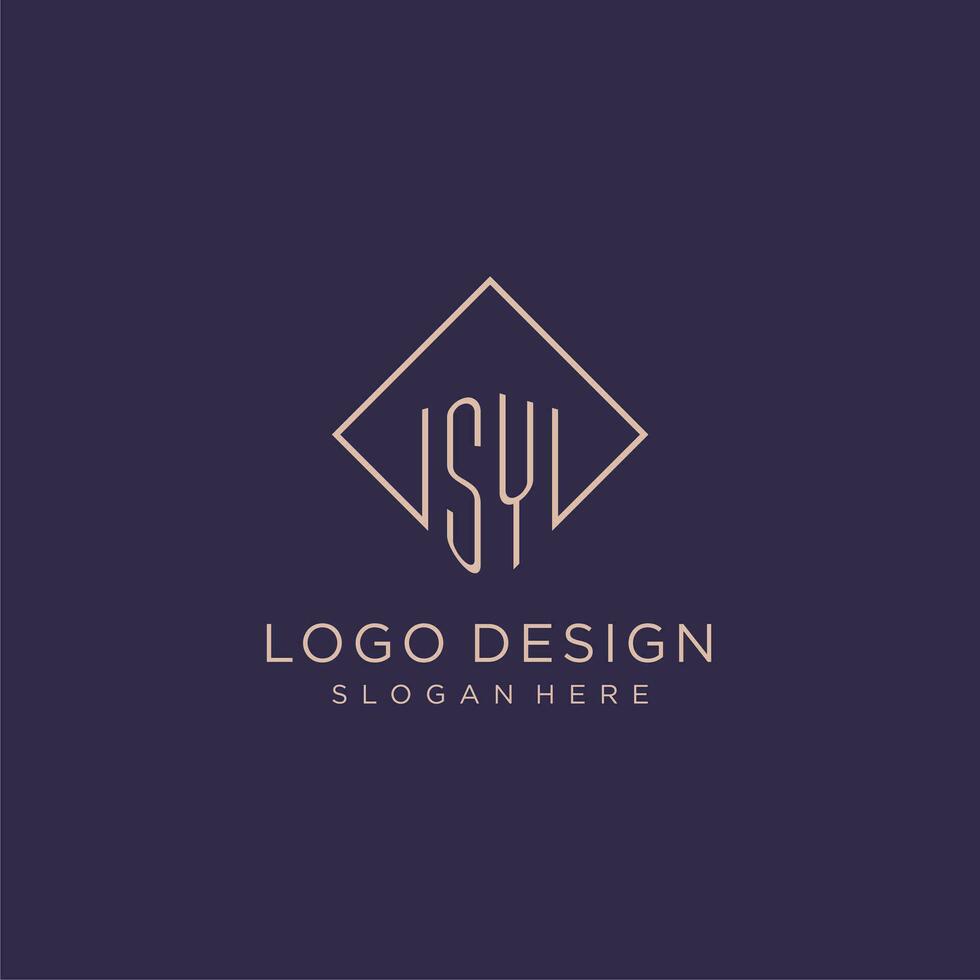 Initials SY logo monogram with rectangle style design vector