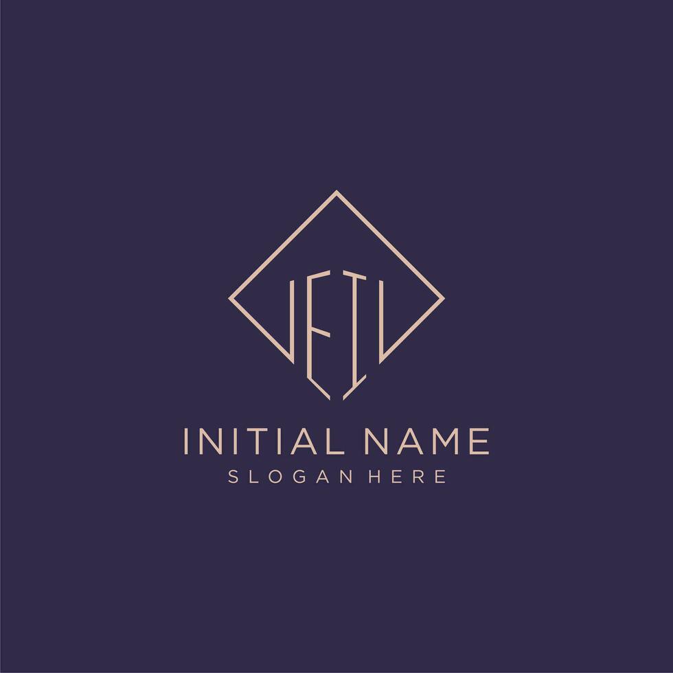 Initials EI logo monogram with rectangle style design vector