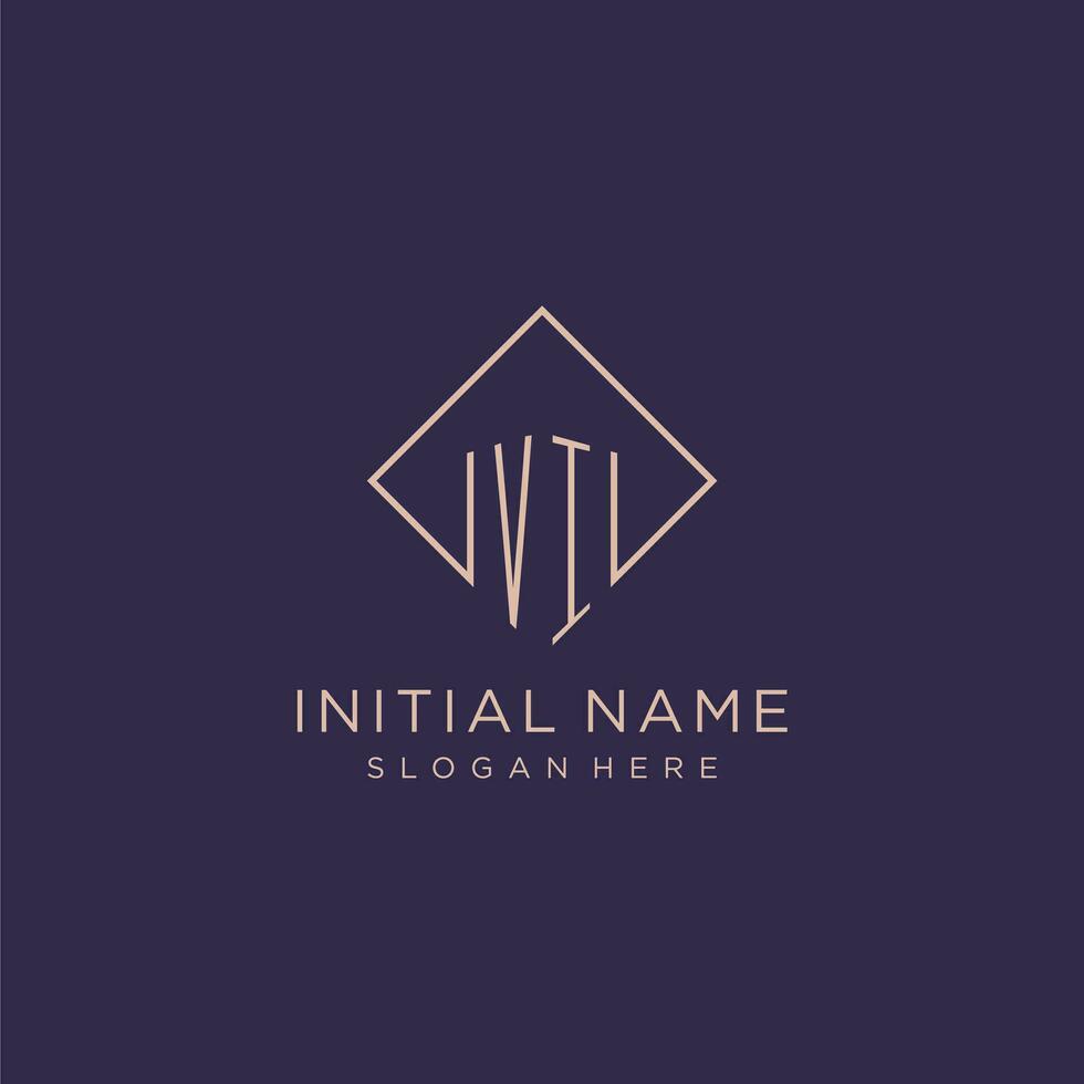 Initials VI logo monogram with rectangle style design vector