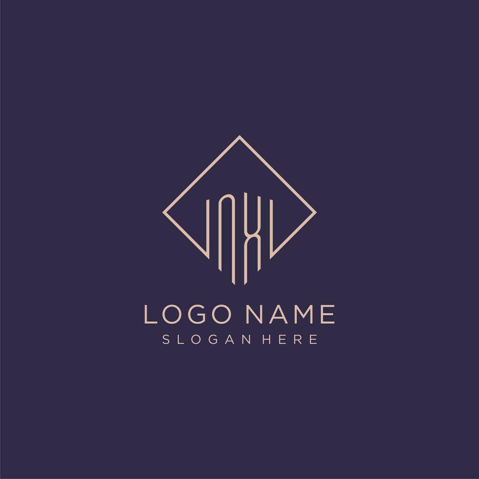 Initials NX logo monogram with rectangle style design vector