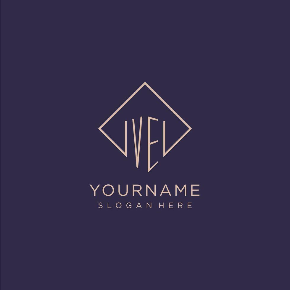 Initials VE logo monogram with rectangle style design vector