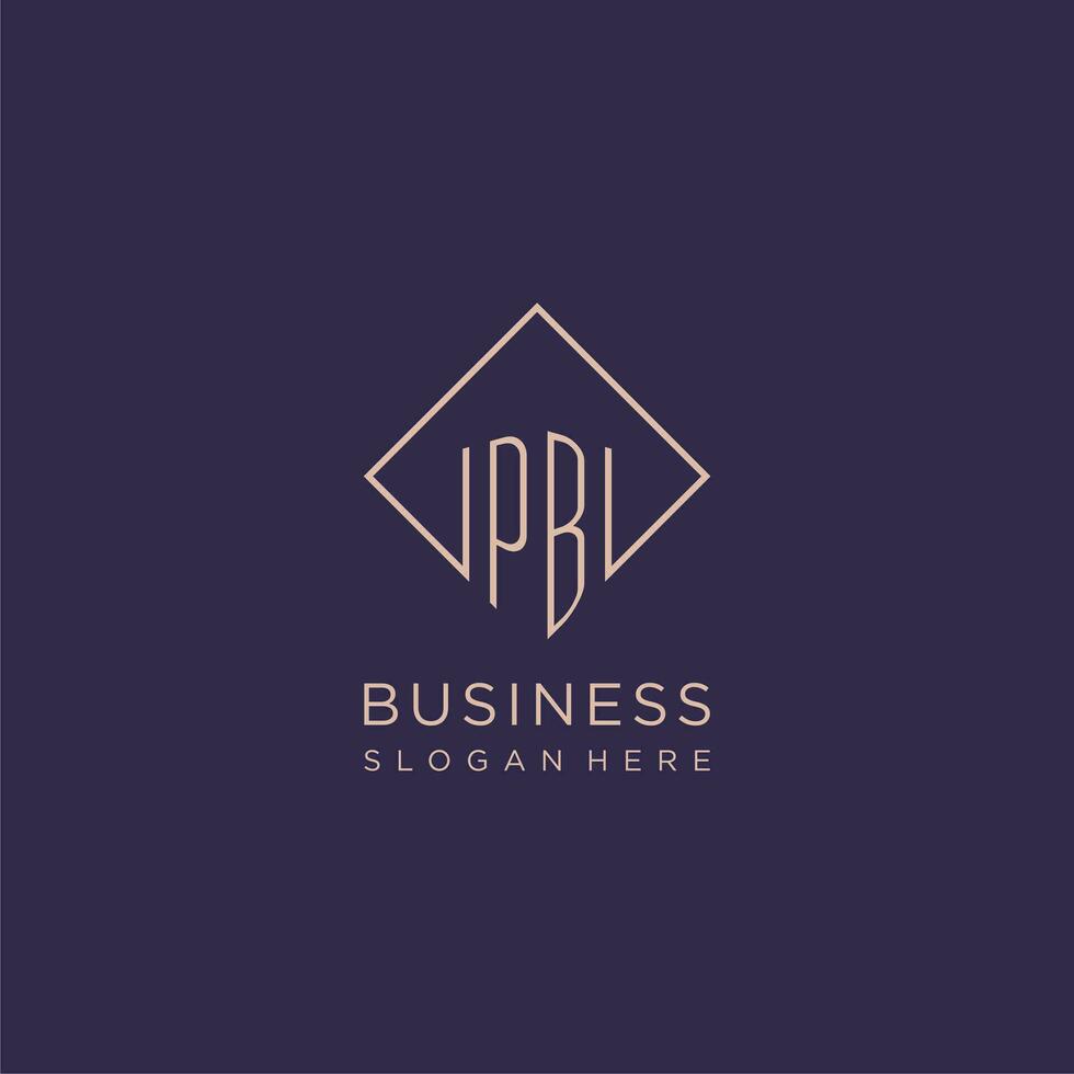 Initials PB logo monogram with rectangle style design vector