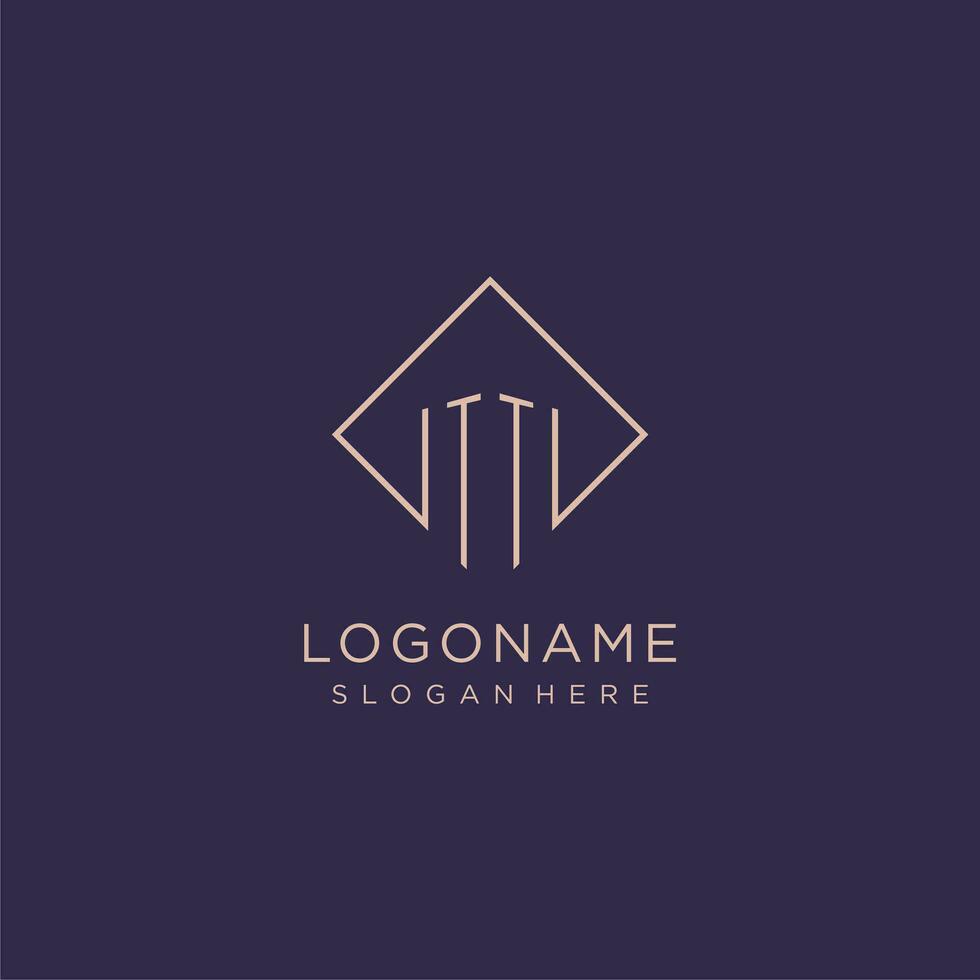 Initials TT logo monogram with rectangle style design vector