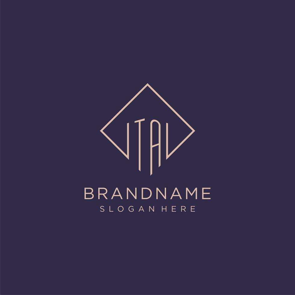 Initials TA logo monogram with rectangle style design vector