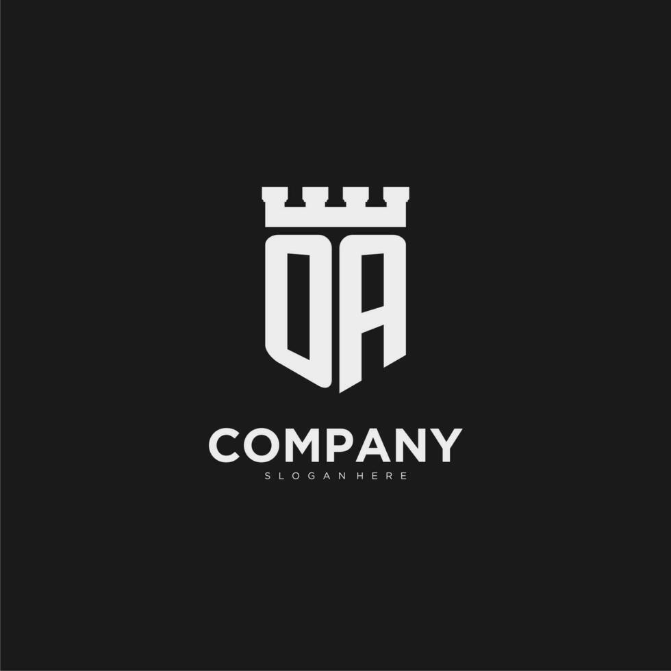 Initials OA logo monogram with shield and fortress design vector