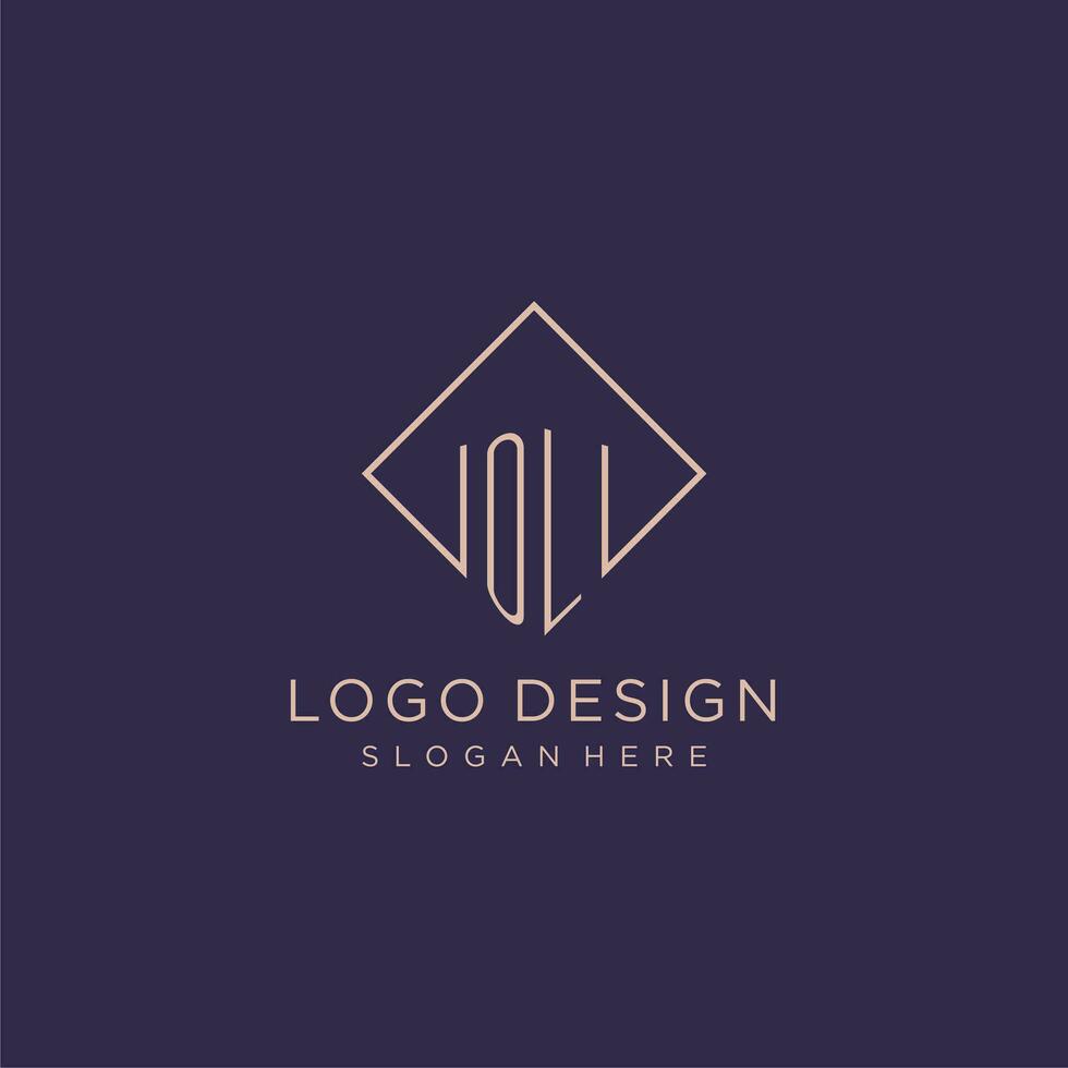 Initials OL logo monogram with rectangle style design vector