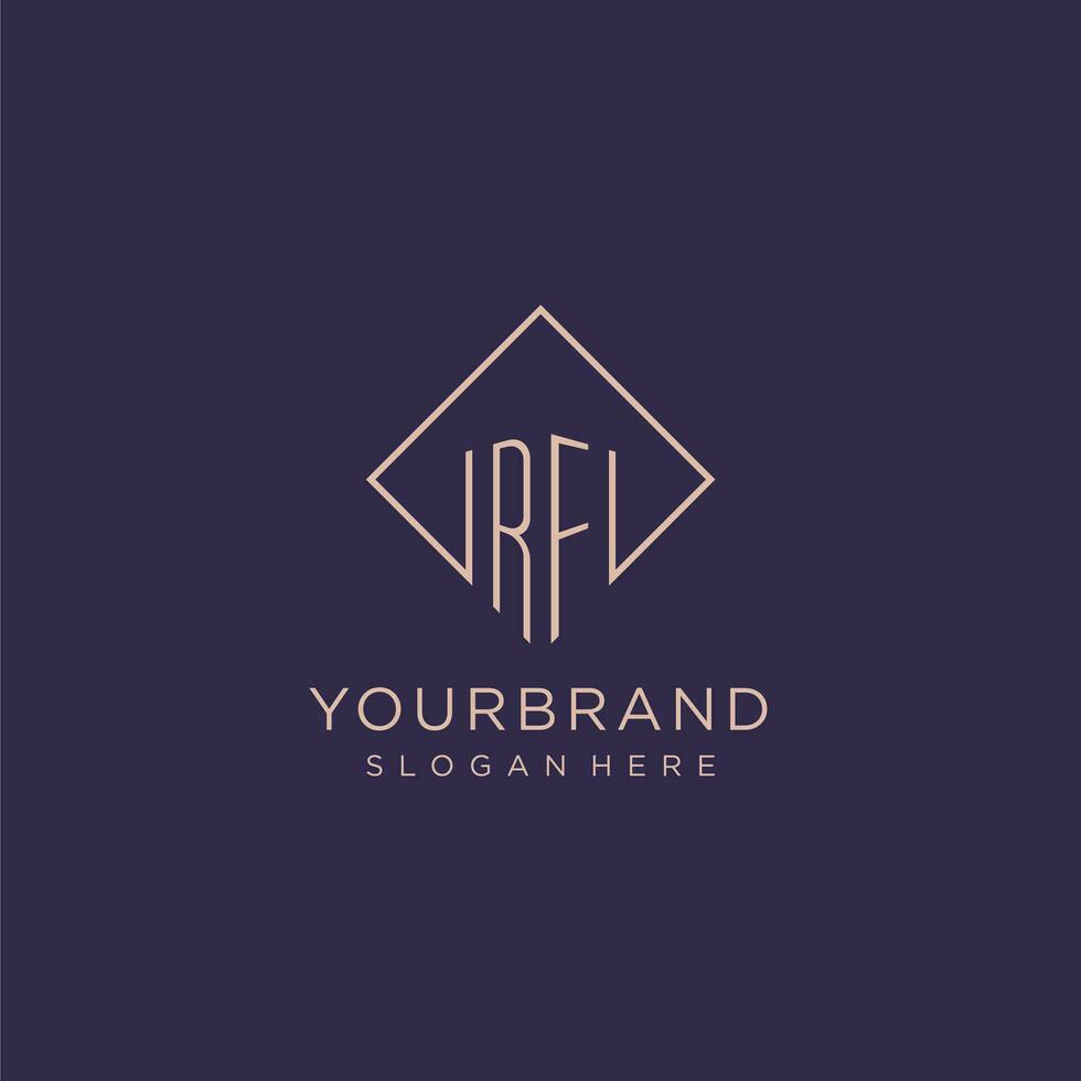 Initials RF logo monogram with rectangle style design vector