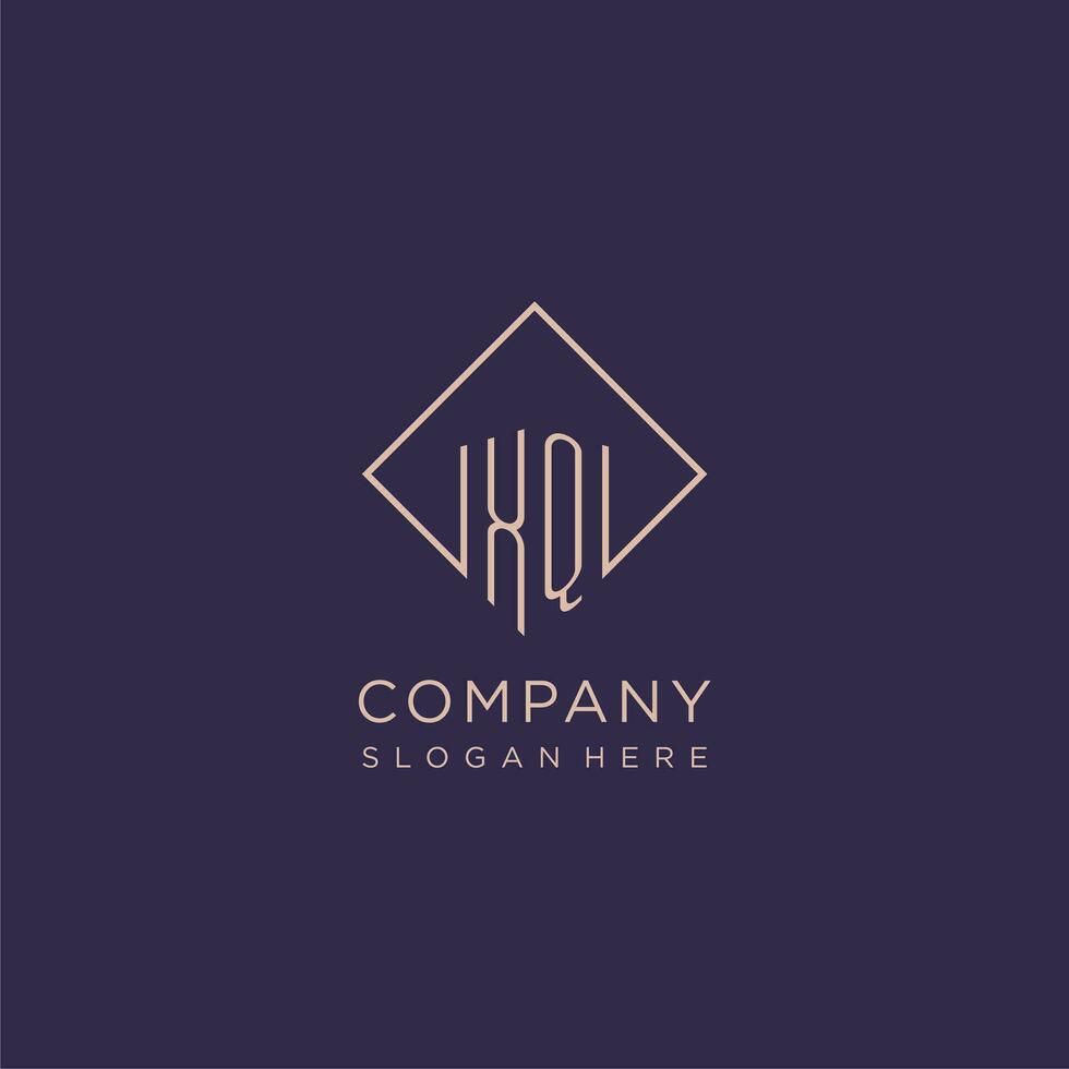 Initials XQ logo monogram with rectangle style design vector