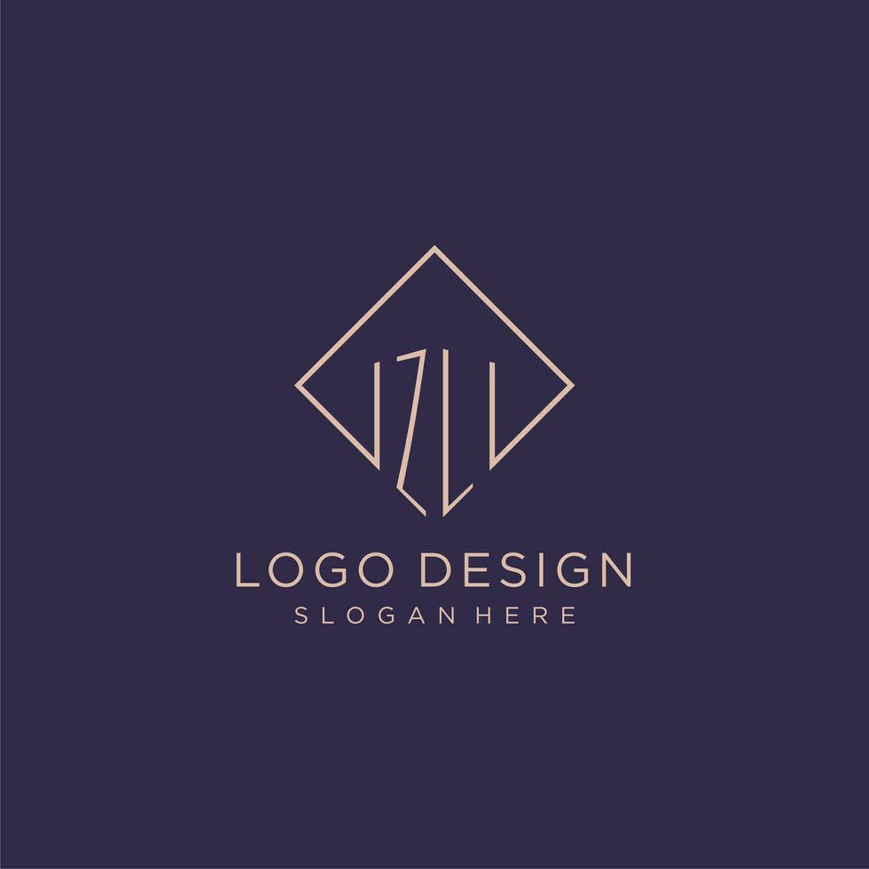 Initials ZL logo monogram with rectangle style design vector