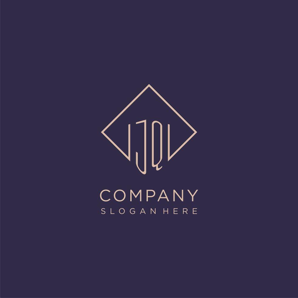 Initials JQ logo monogram with rectangle style design vector