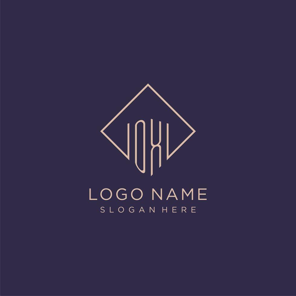 Initials OX logo monogram with rectangle style design vector