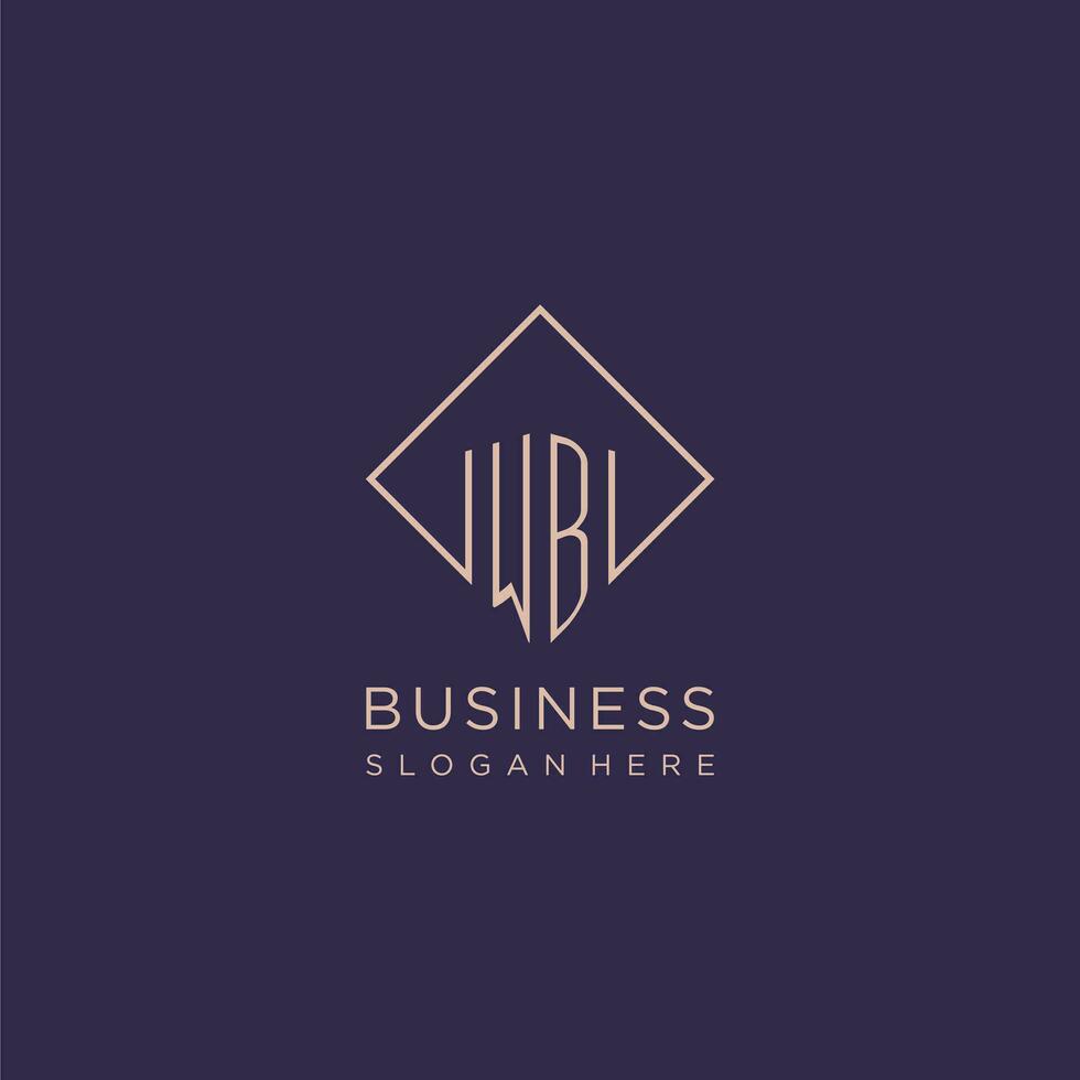 Initials WB logo monogram with rectangle style design vector