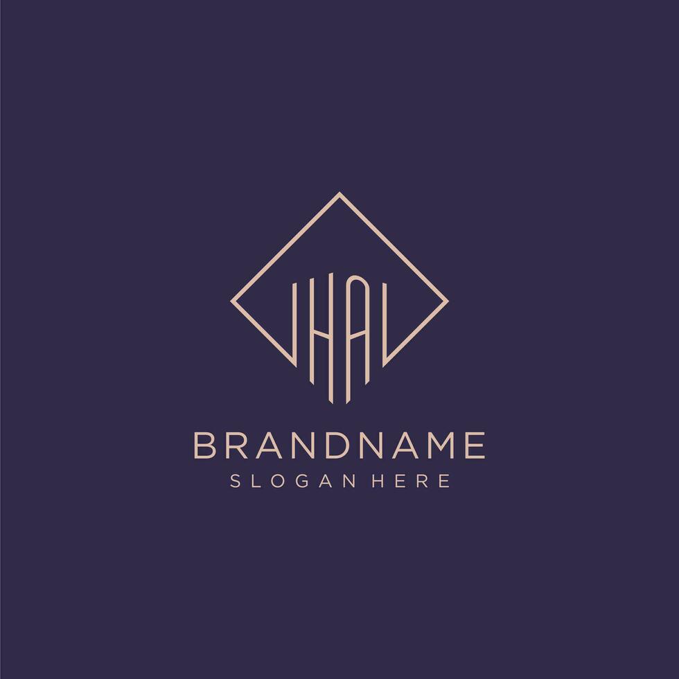 Initials HA logo monogram with rectangle style design vector