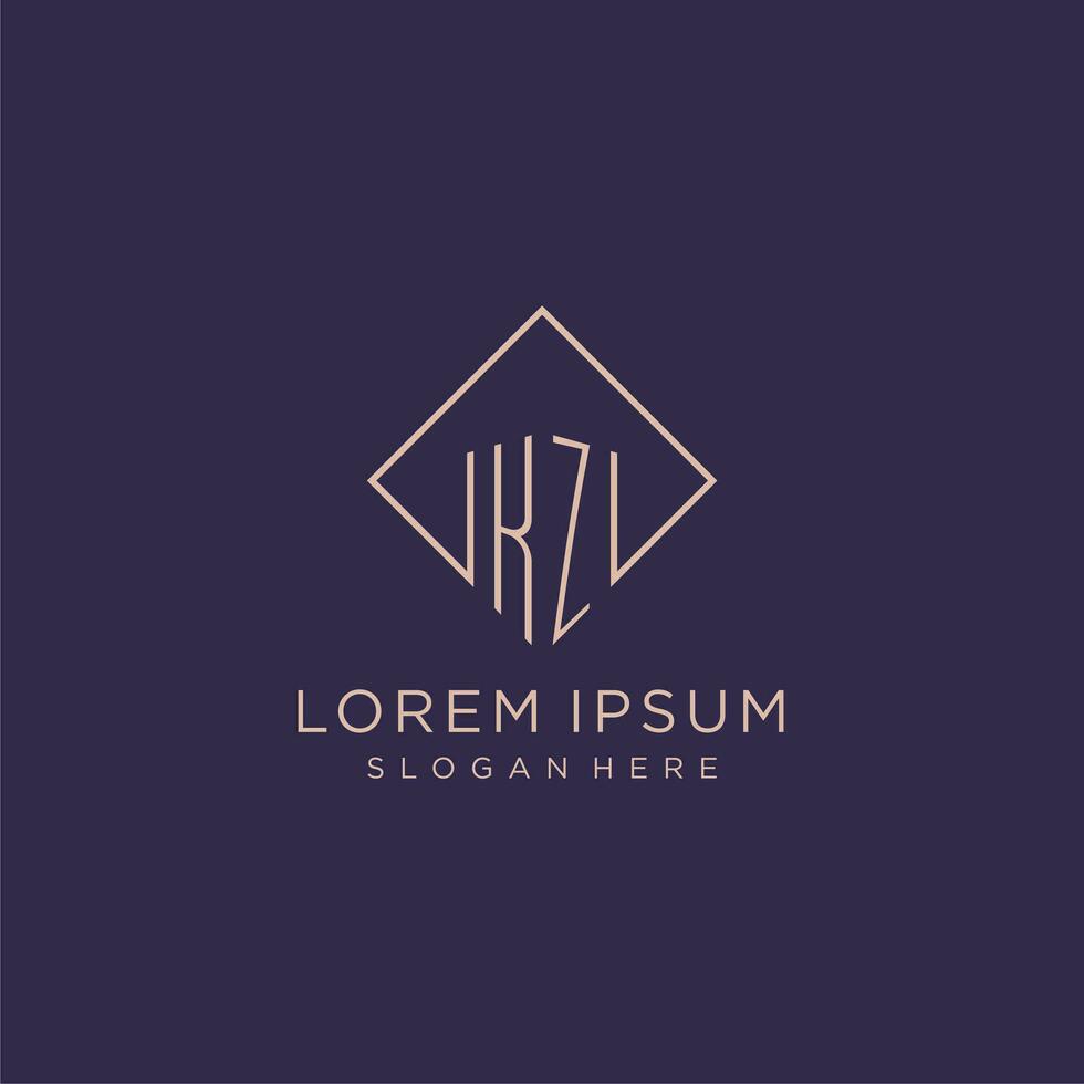Initials KZ logo monogram with rectangle style design vector
