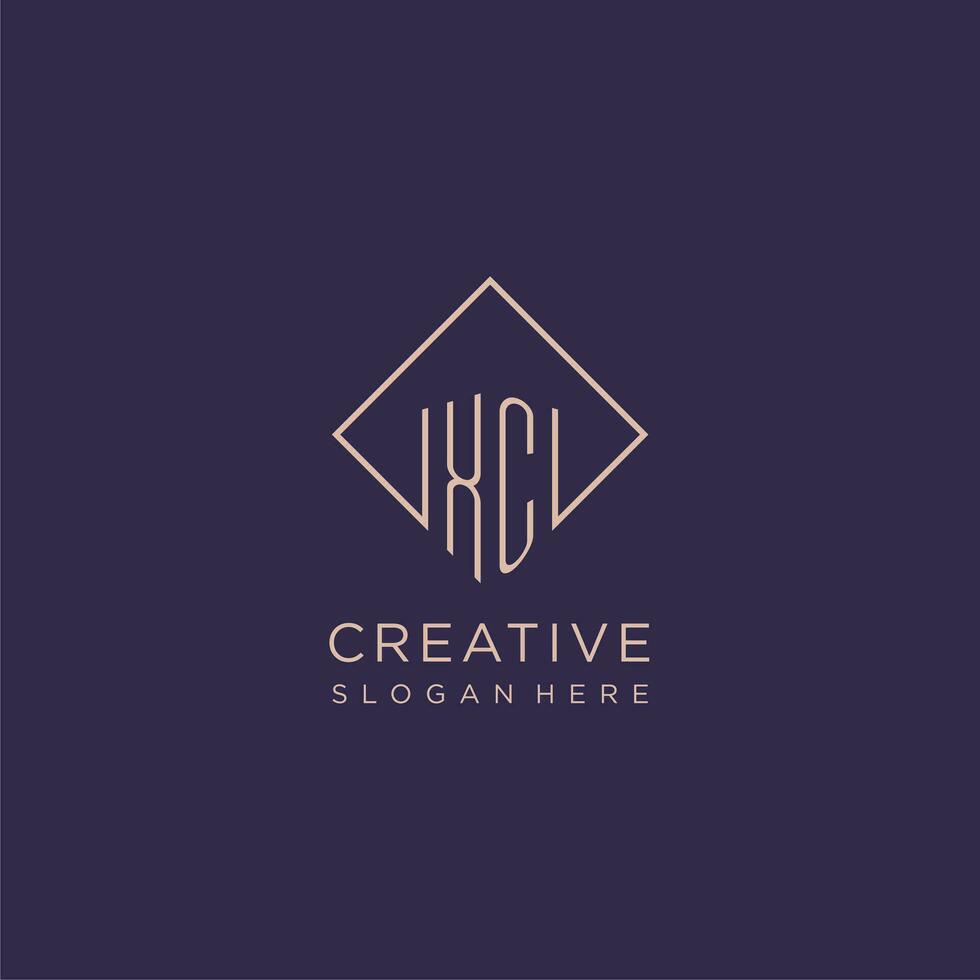 Initials XC logo monogram with rectangle style design vector