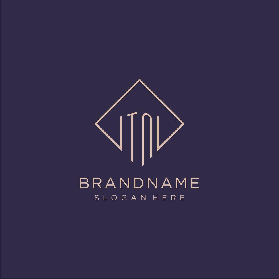 Initials TN logo monogram with rectangle style design vector