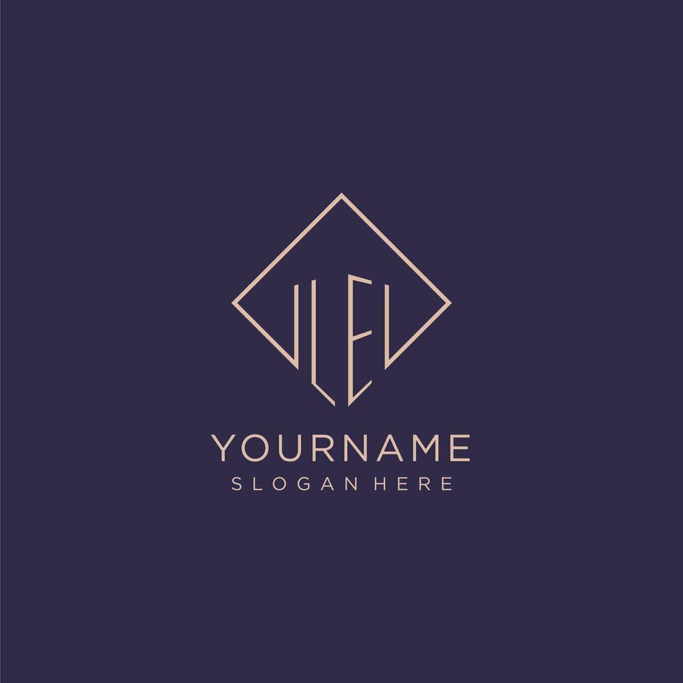 Initials LE logo monogram with rectangle style design vector