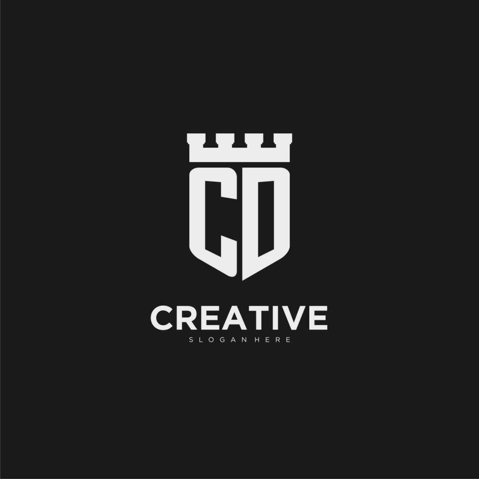 Initials CD logo monogram with shield and fortress design vector