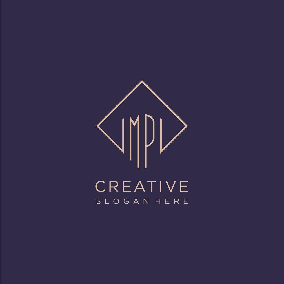 Initials MP logo monogram with rectangle style design vector