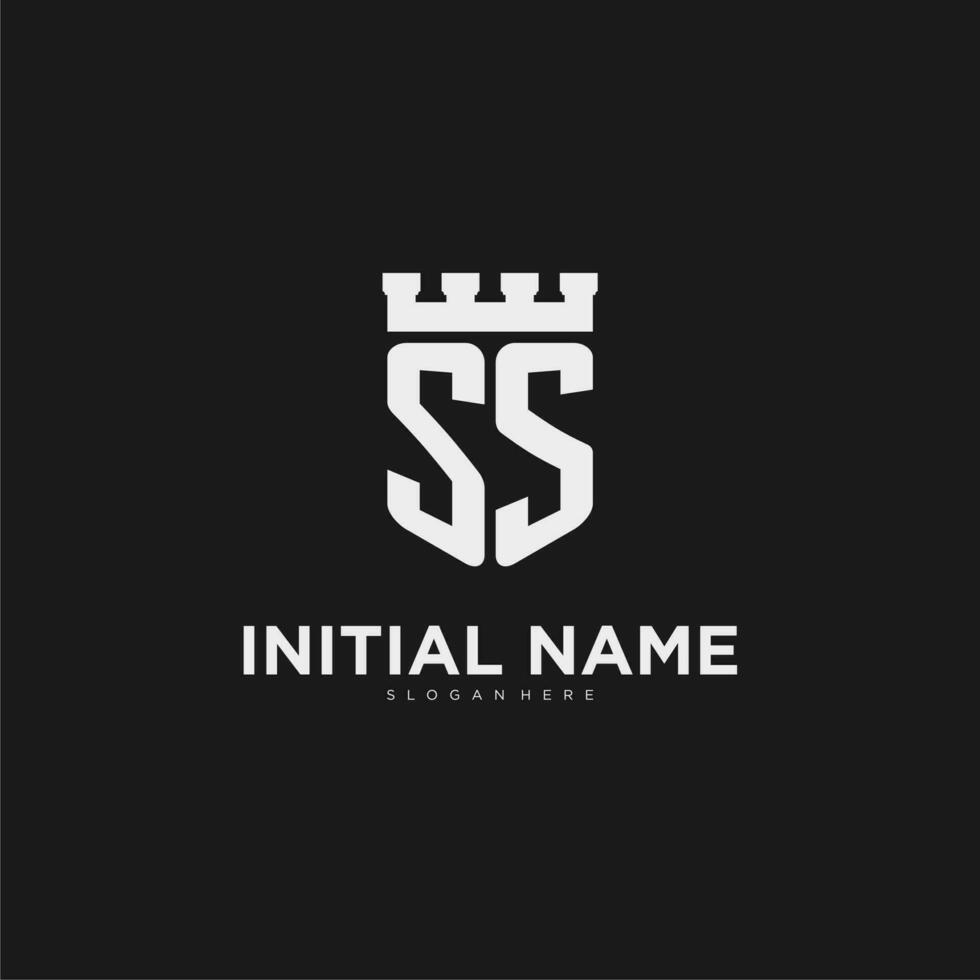Initials SS logo monogram with shield and fortress design vector