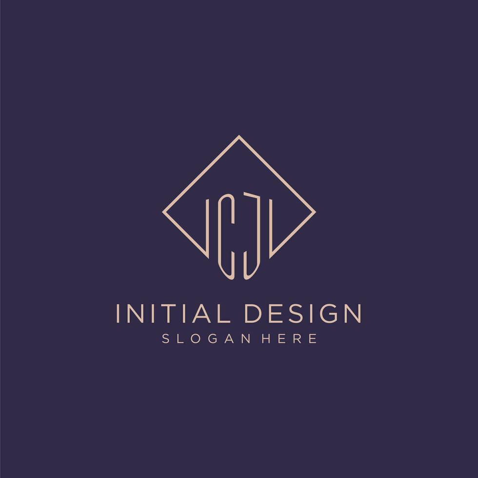 Initials CJ logo monogram with rectangle style design vector