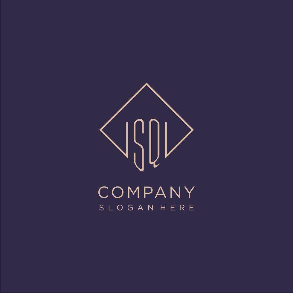 Initials SQ logo monogram with rectangle style design vector