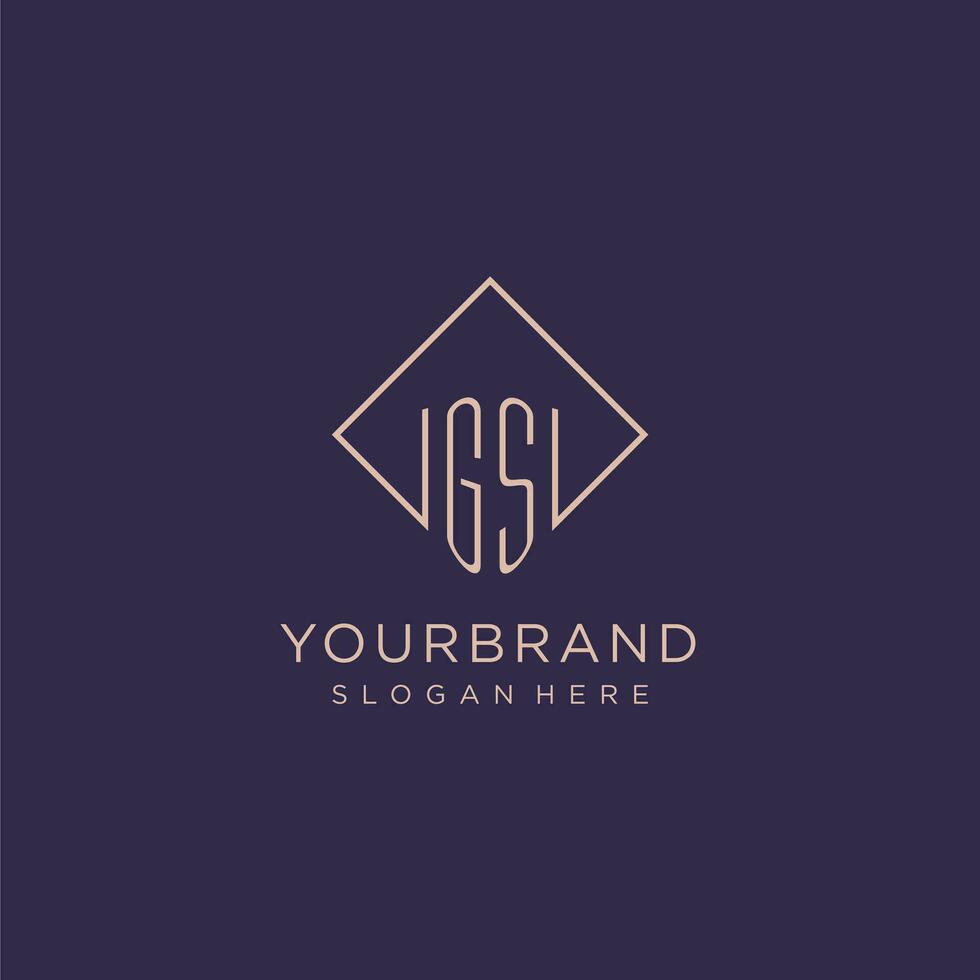 Initials GS logo monogram with rectangle style design vector