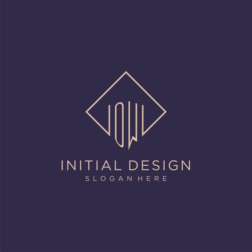 Initials OW logo monogram with rectangle style design vector