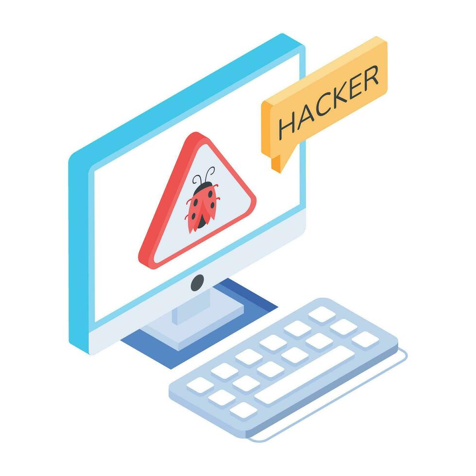 Download isometric icon of cyber bug vector