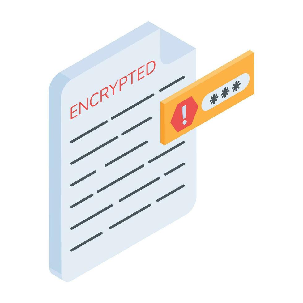 Encrypted file icon in isometric style vector