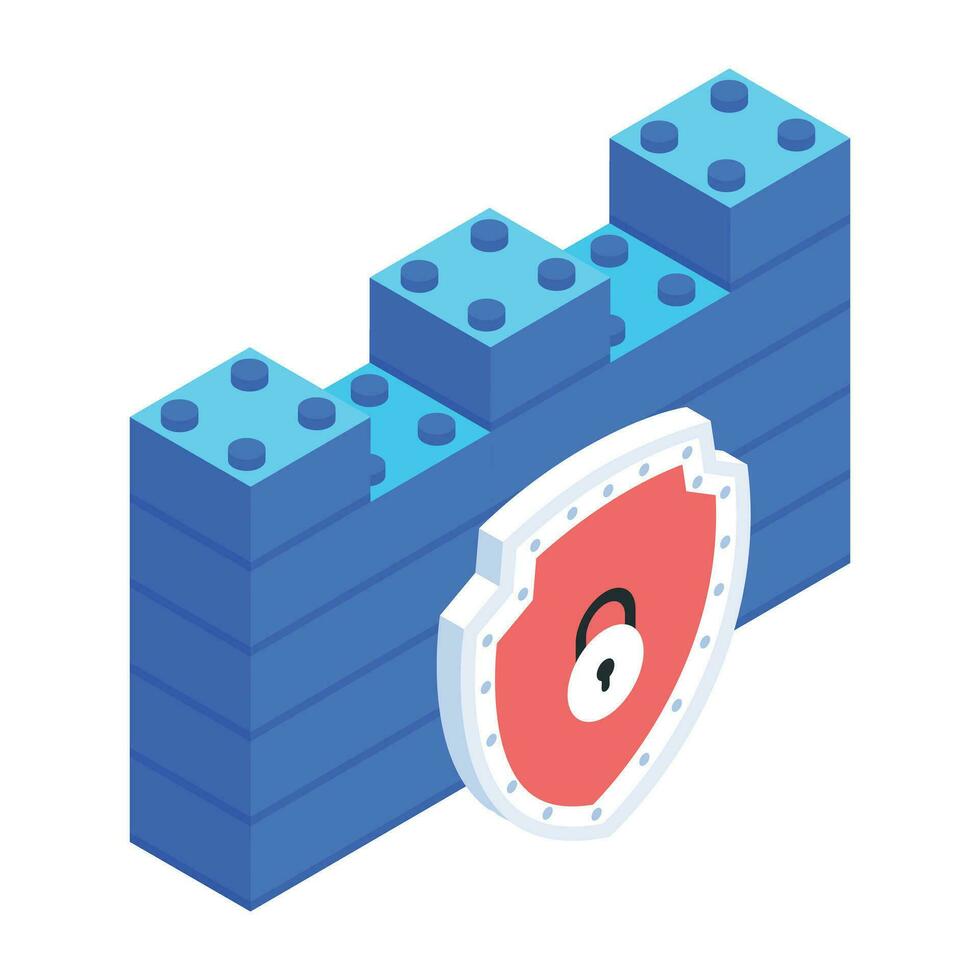 Get a glimpse of defensive wall isometric icon vector