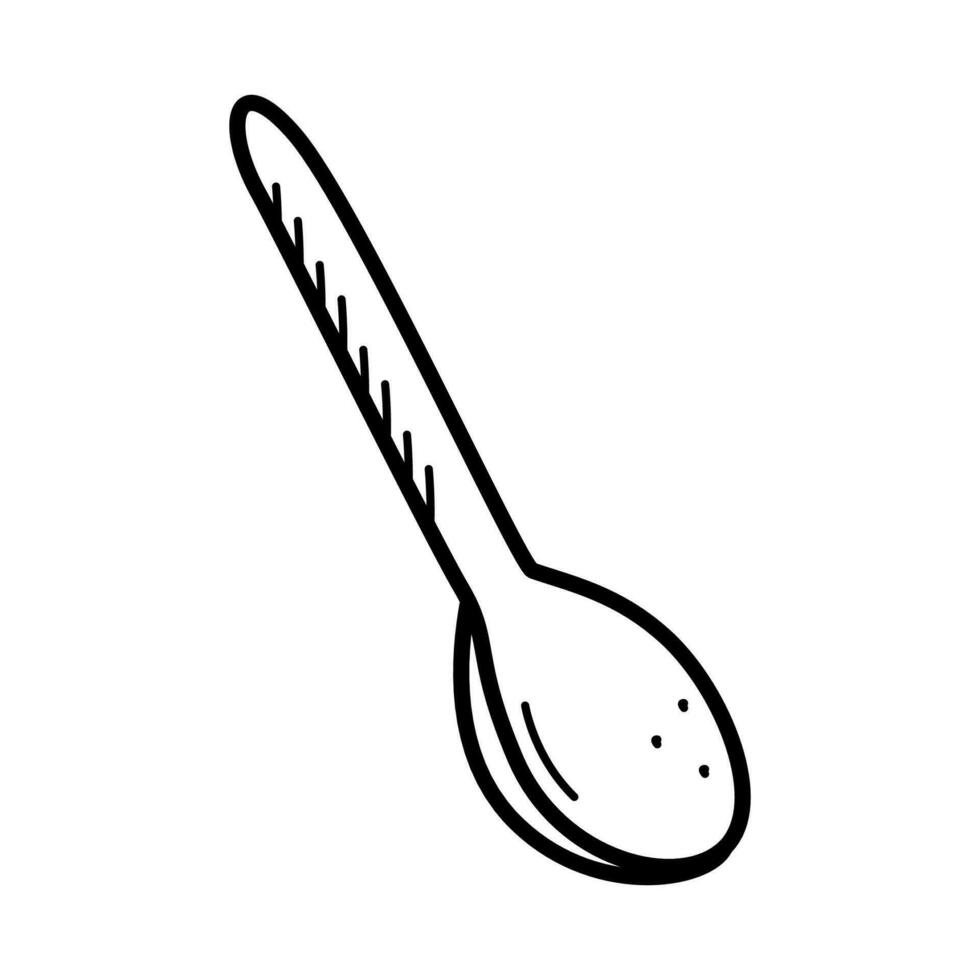 Dessert spoon icon. Vector illustration of a tea or coffee spoon icon. Single doodle sketch isolate on white.