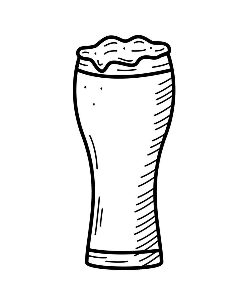 vaso cerveza con espuma icono. vector ilustración de un logo para un bar o pub. soltero garabatear bosquejo aislar en blanco.