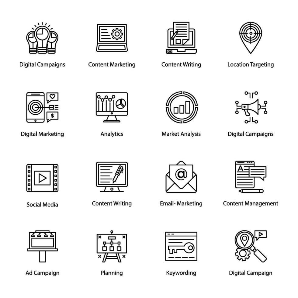 Pack of SEO Marketing Colored Icons vector