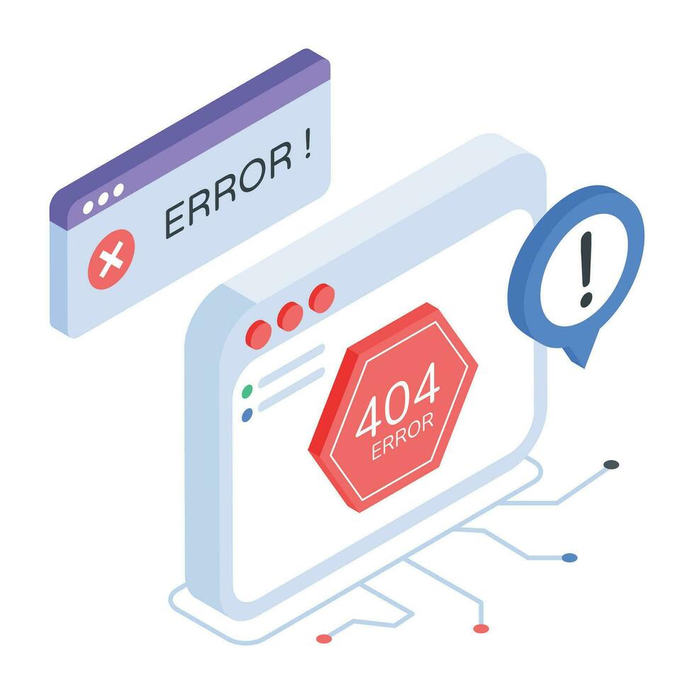 moderno isométrica icono de web error vector