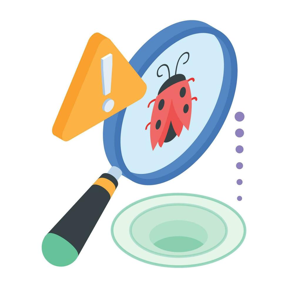 Premium icon of bug alert designed in isometric style vector