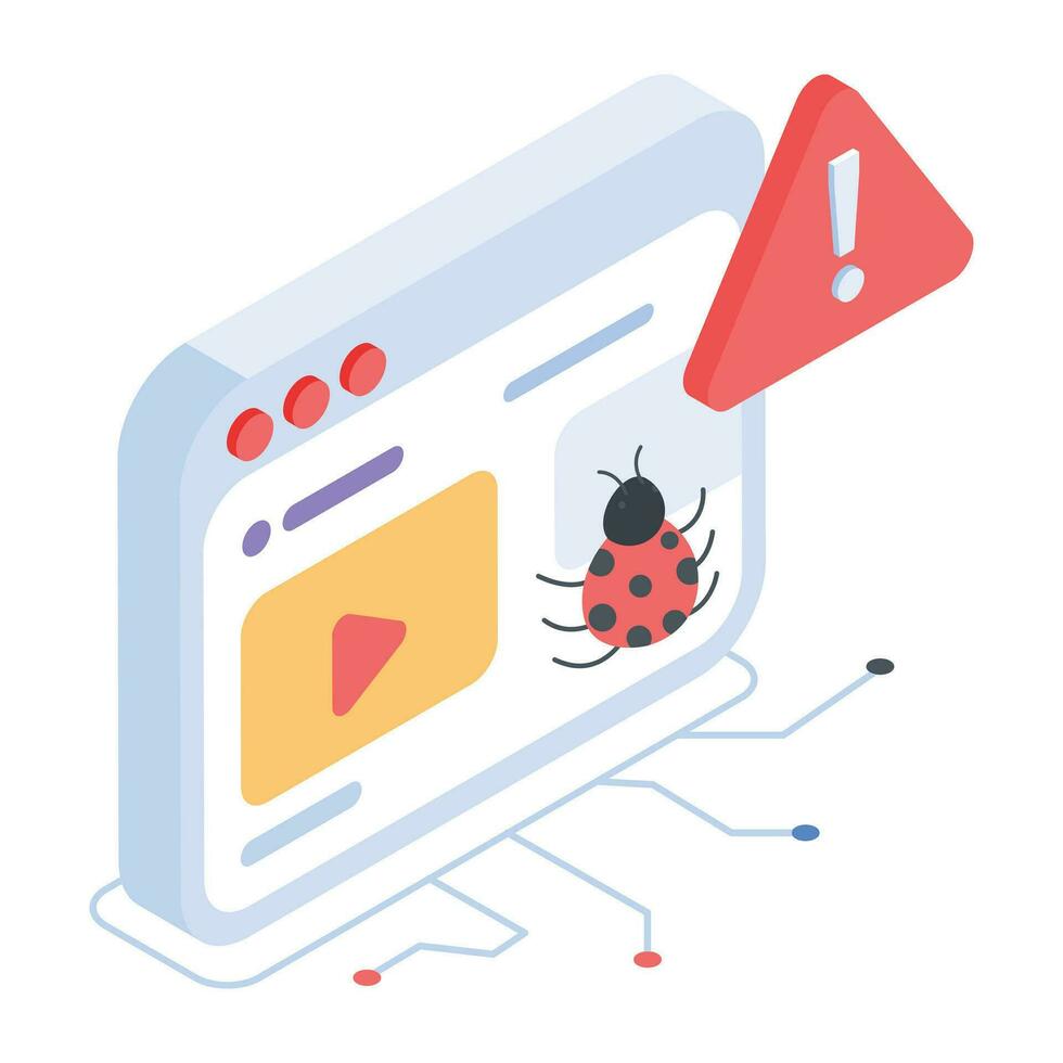 Bug alert isometric icon design vector