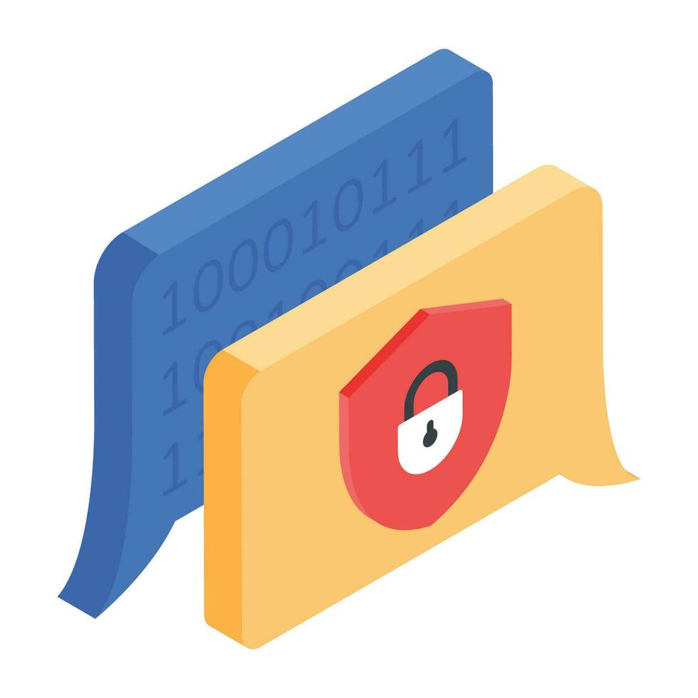An editable isometric icon of secure chat vector