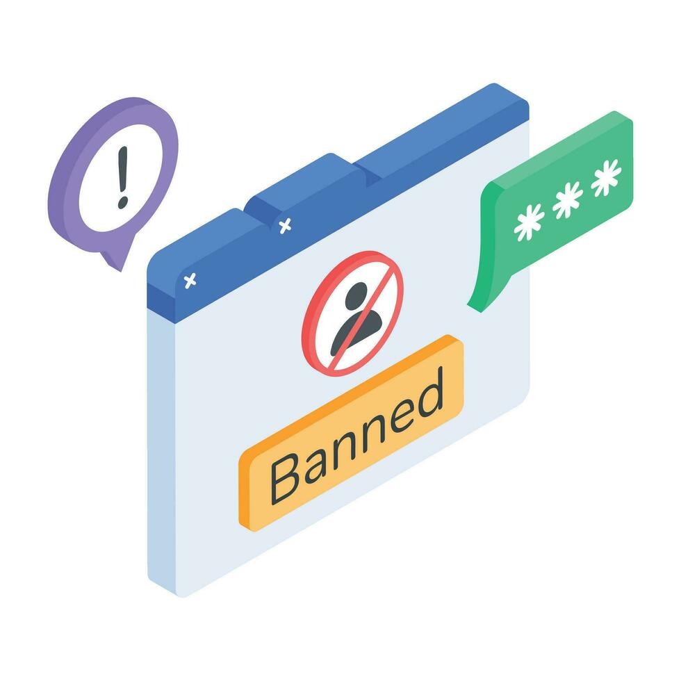 Modern isometric icon of banned account vector