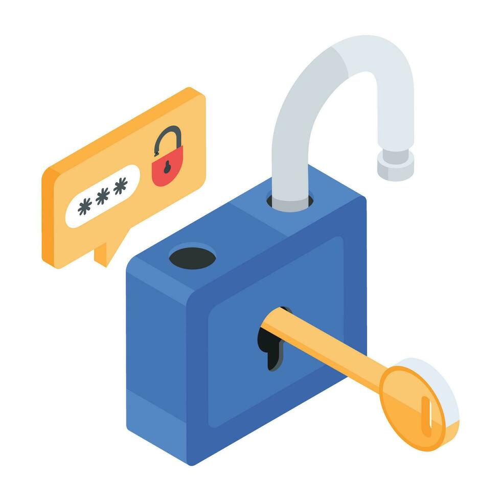 Handy isometric icon of digital lock vector
