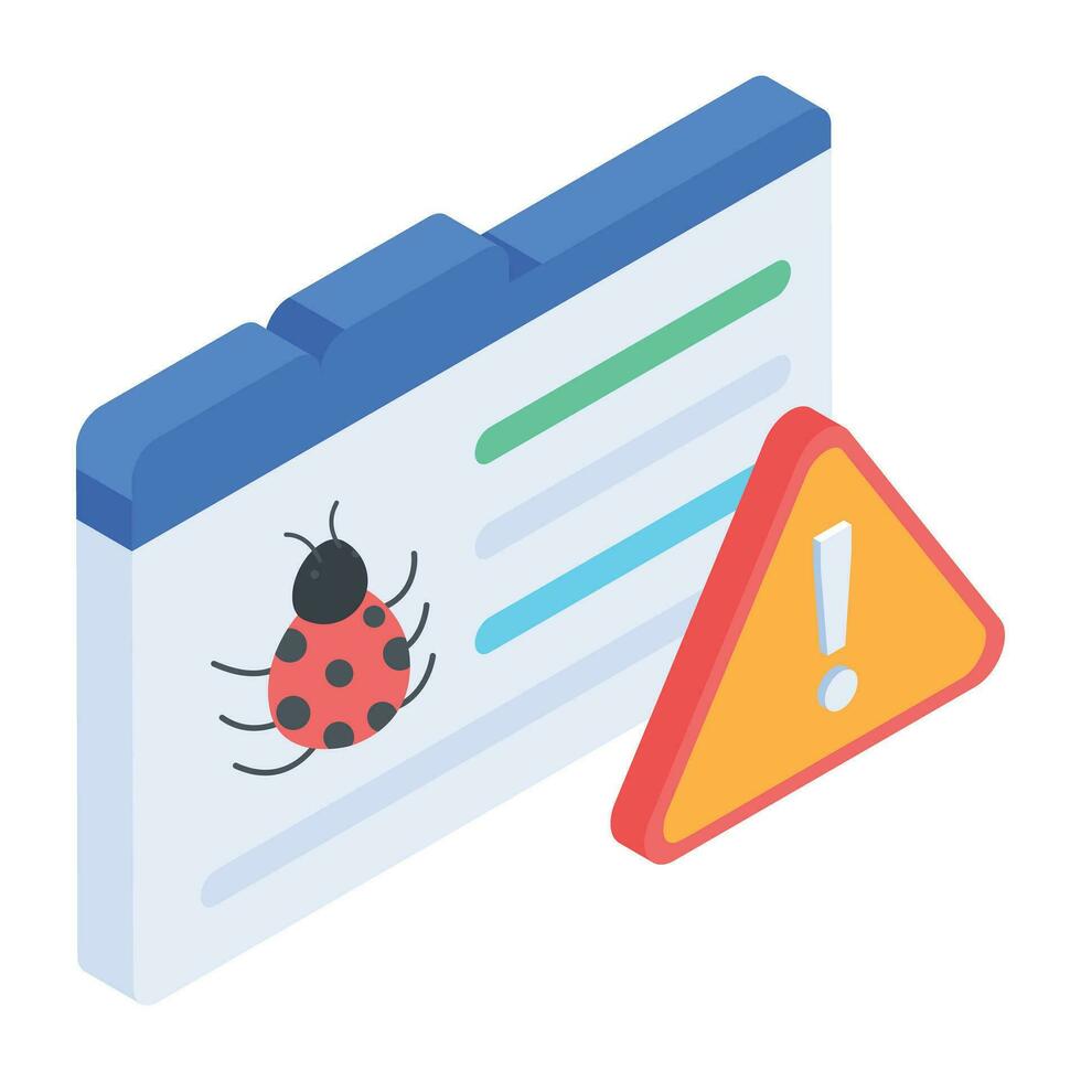 Isometric icon of folder bugs vector