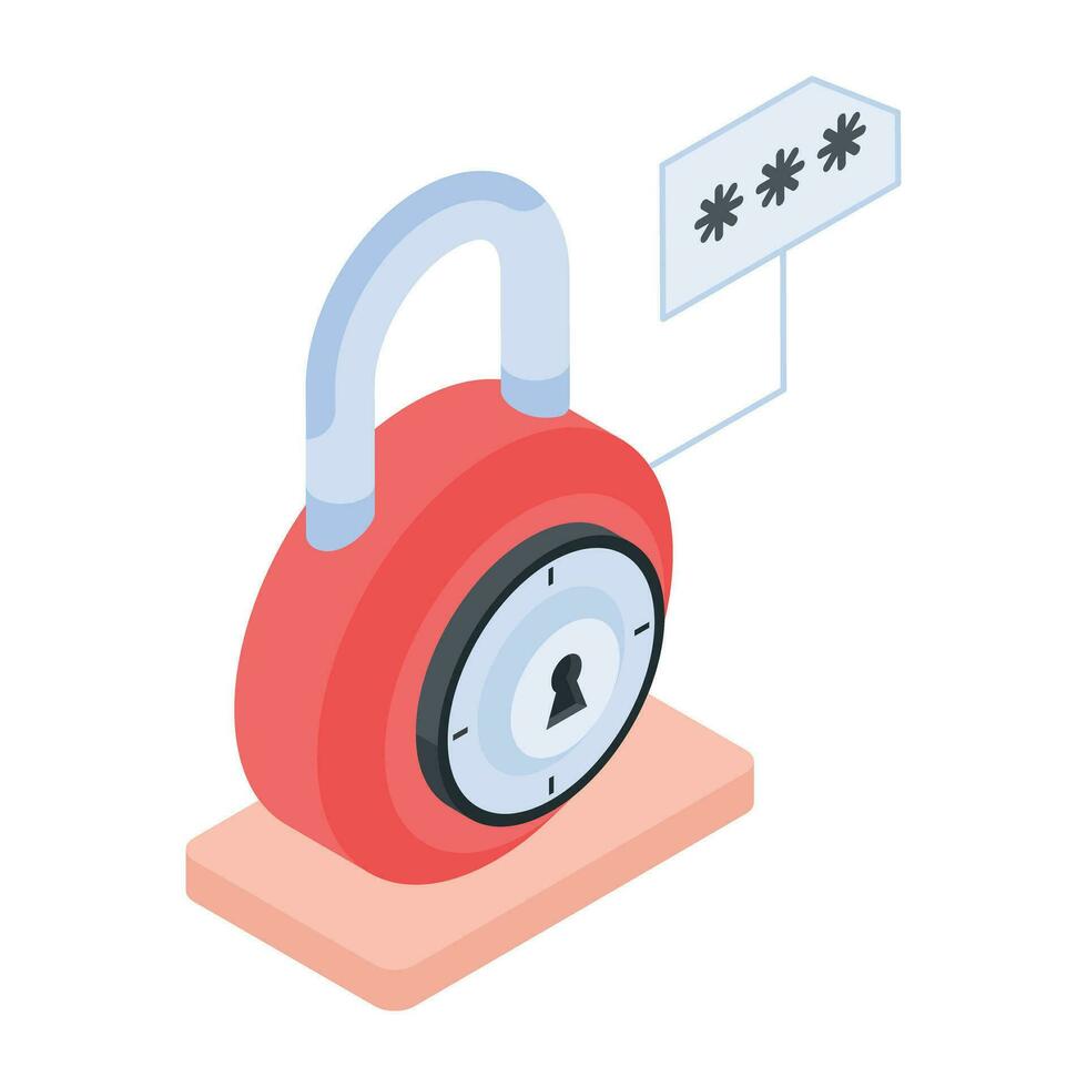 Password security trendy isometric icon vector