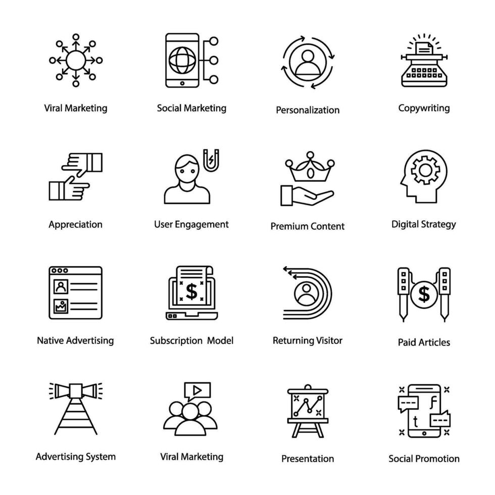 Pack of Digital Marketing Colored Icons vector