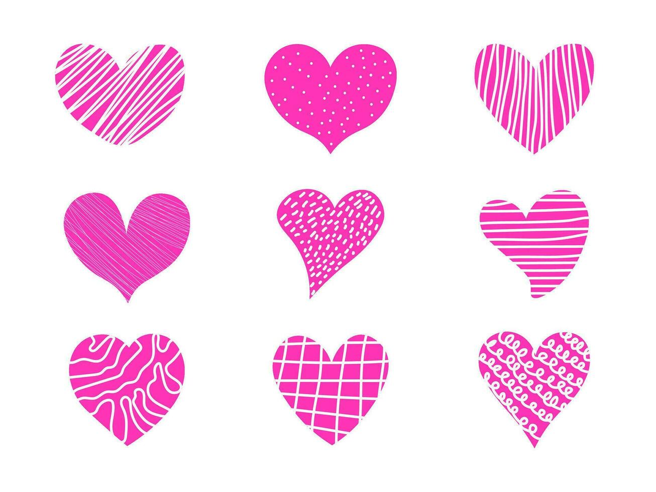 Pink hearts. Set of love symbol for web site logo, mobile app UI design. Design elements for Valentine's day and Mothers Day decoration vector