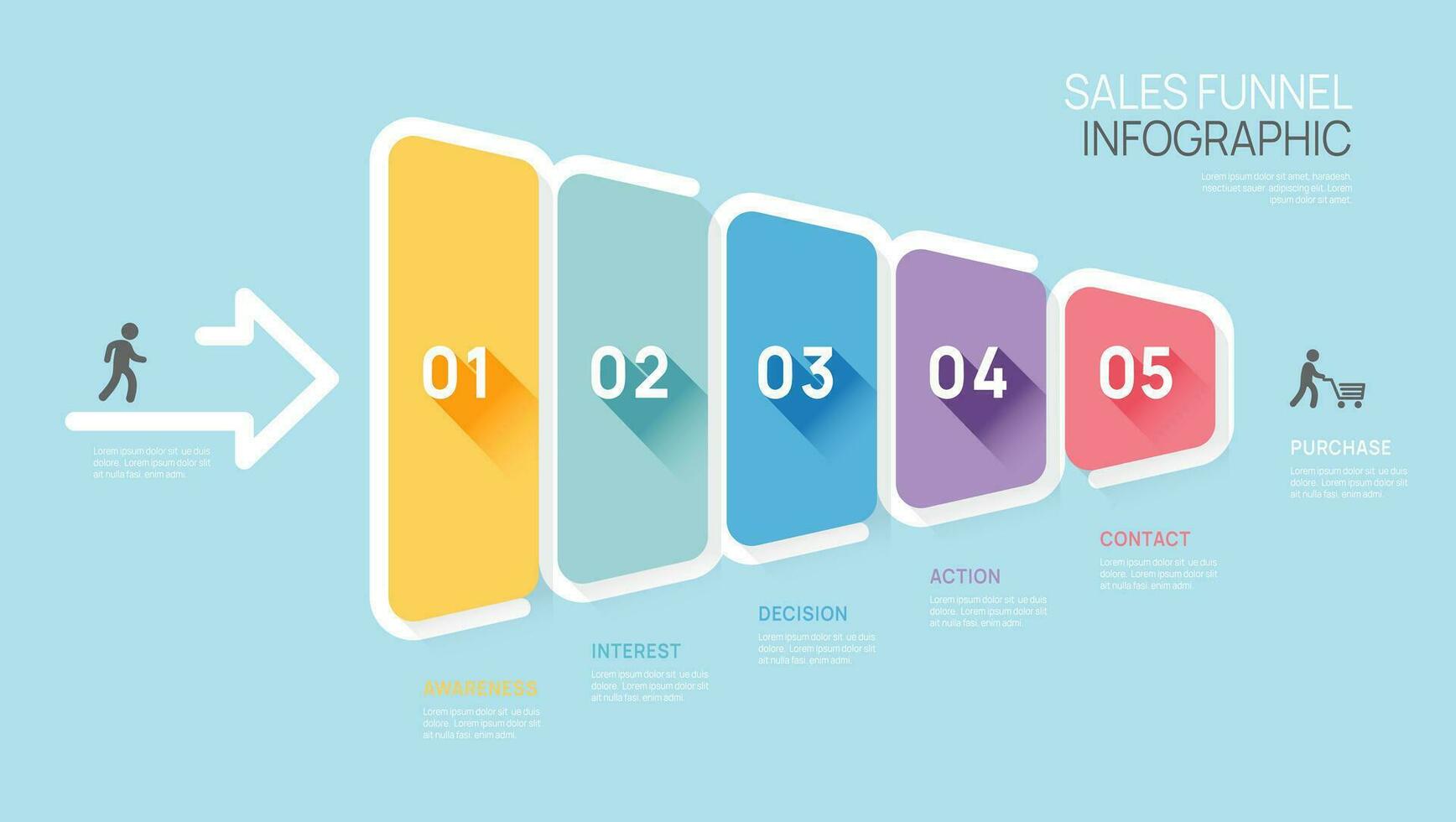 Infographic Sales funnel diagram template for business. Modern vector
