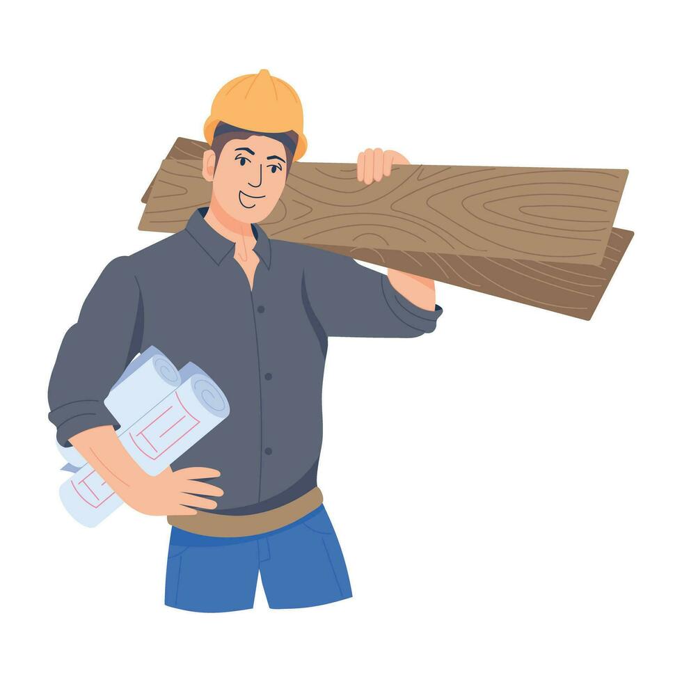Trendy Construction Worker vector