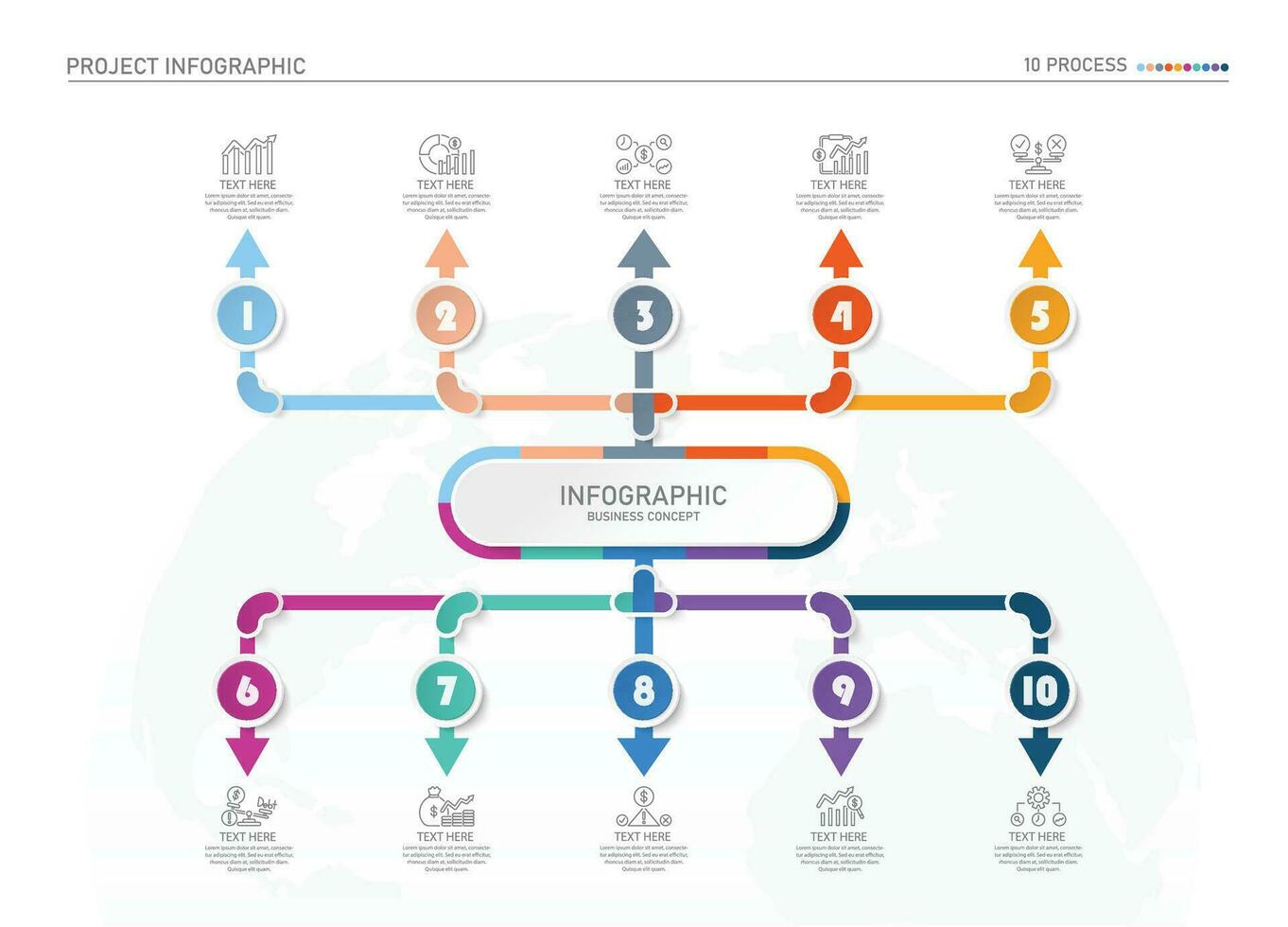 Infographic process design with icons and 10 options or steps. vector